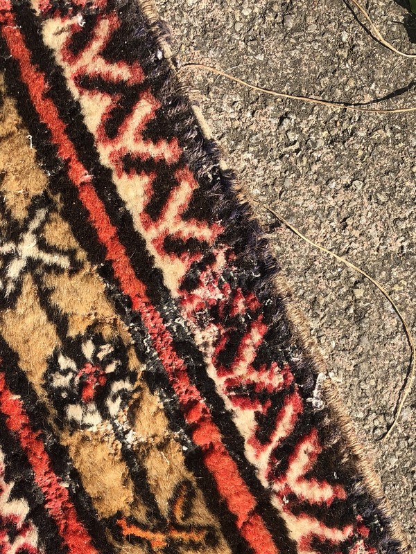 Afghan rug Antique vintage Turkmen Egyptian distressed woven runner 126" x 28" gallery
