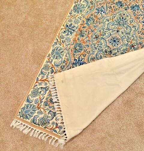 Price Drop ! Vintage Gorgeous Kashmiri Cotton Embroidered Wall or Floor Rug gallery