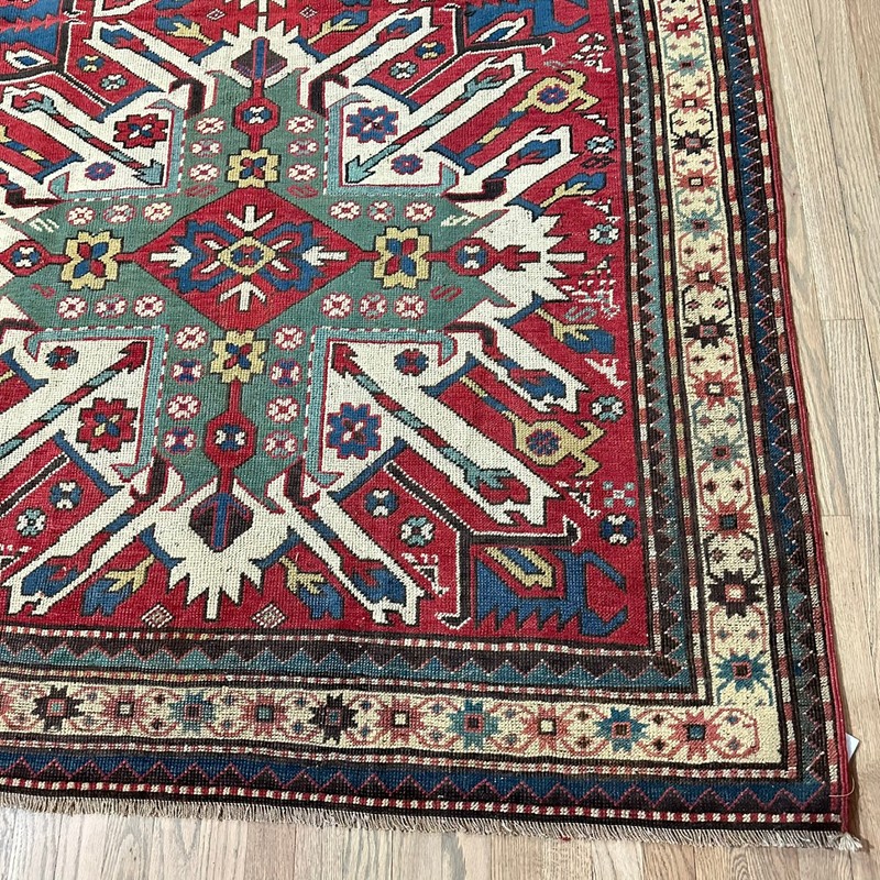 ANTIQUE CAUCASIAN EAGLE KAZAK RUG 5x8FT circa 1880 gallery