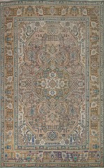 Hand-Knotted Wool Vintage Geometric Area Rug 8×11 Ft Traditional Living Room Rug
