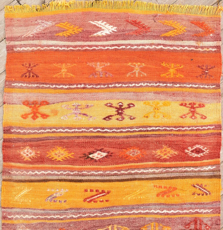 Turkish Rug 2'x8' Size Runner Striped Cicim Kilim Corridor Hallway 78x257cm gallery