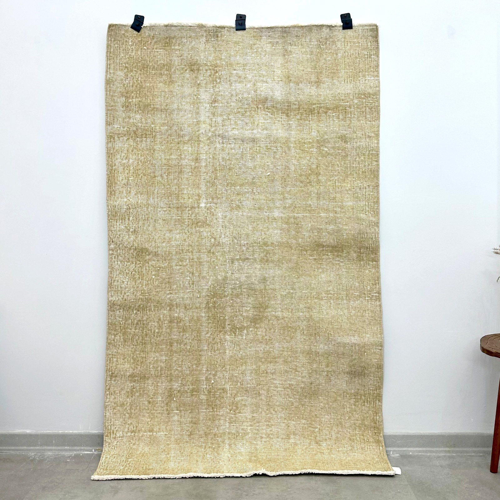 4x6 Vintage Turkish Rug, Solid Beige, Handmade Wool Area Rug, Geometric Carpet gallery