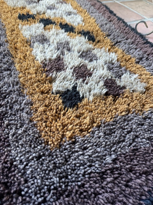 Multi-Color High Pile Geometric Rya Rug from, 1970s gallery