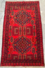 Vintage Afghan Traditional Rug, Hand-Knotted Wool Oriental Carpet 3×4 ft