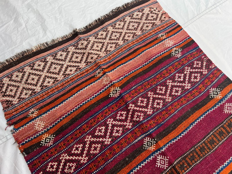 3.5 X 8 ft Vintage Stunning Full Embroidery Tribal Maldari Sistan Soumak Runner gallery