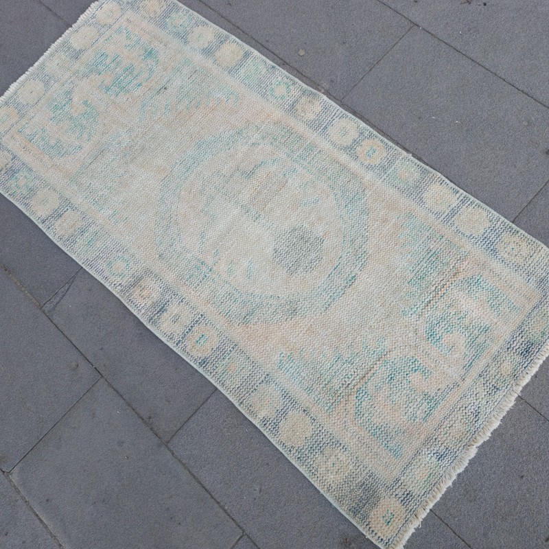 Pastel 2x5 Turkish kitchen rug 2.43 x 4.92ft Vintage Handmade 74 x 150 cm runner gallery