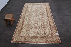 Oushak Turkish Vintage Rug 4×8 Kilim Rug Anatolian Handmade Boho Decor RUST
