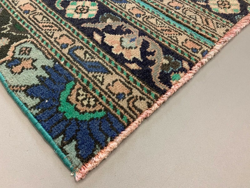Distressed Turkish Rug 115x68 cm Vintage Shabby, Tribal Red, Green, Brown Small gallery