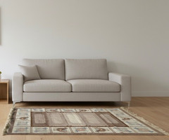Swedish Wool Rug Angso Flat-Weave Kilim Rollakan Eisner 1960 size 220cm x 140 cm