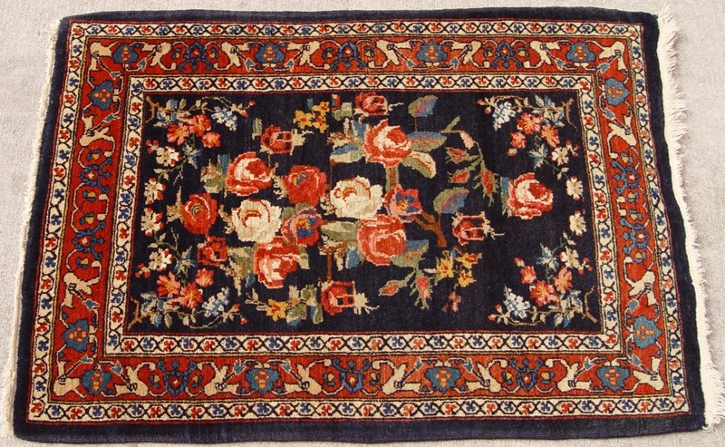 Saroukk Hand Knotted Wool Rug - Antique 1920s - Rose Bouquet - (2' x 3') gallery