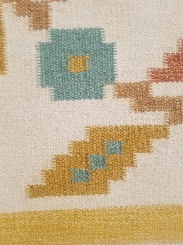 Fine Vintage Traditional Handmade Scandinavian Wool Multiclor Kilim 6.3x4.6 ft gallery