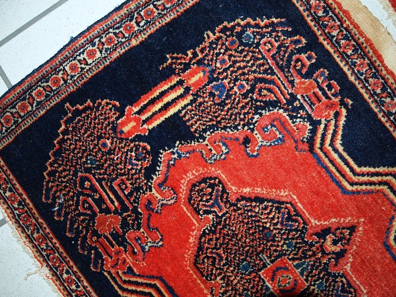 Handmade Antique Oriental Rugs Pair 52cm x 80cm Wool 1900s gallery