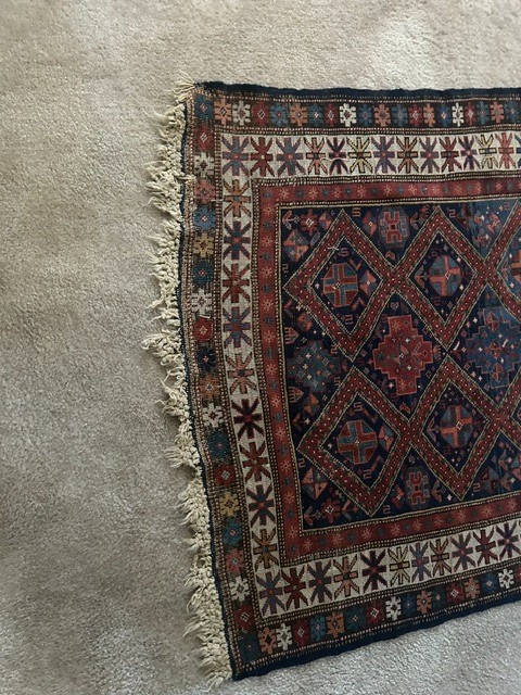 ANTIQUES CAUUCASIAN SHIRVAN RUG HAND-NOTTED WOOL, NATURAL DYES/C 1860-1899/SALE gallery