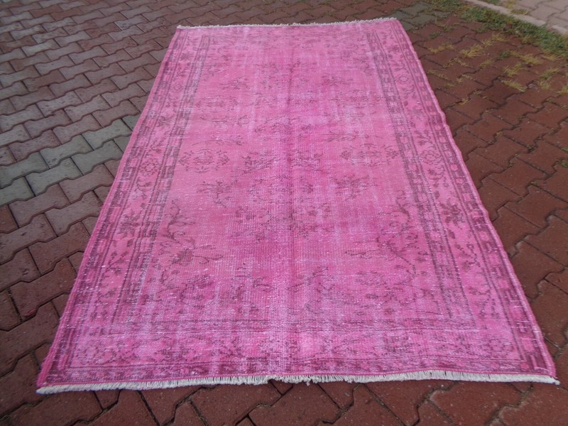 7.7x4.9 Pink Vintage Rugs For Bedroom, Large Turkish Dining Room Carpet 1651 gallery