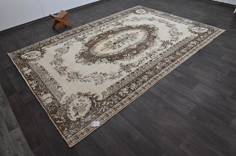 Oushak Turkish Vintage Rug 7x10 Kilim Rug Anatolian Handmade Boho Decor BEIGE gallery