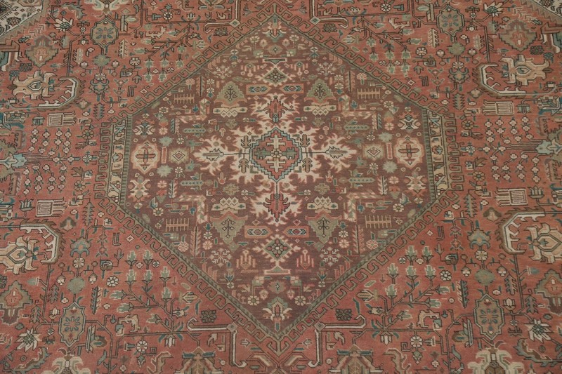 Geometric Wool Tebriz Living Room Area Rug 10x13 Vintage Handmade Carpet gallery