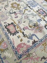 Modern Geometric Hand Knotted Woolen Oushak 4×6 5×8 6×9 8×11 9×12 10×14 Area Rug