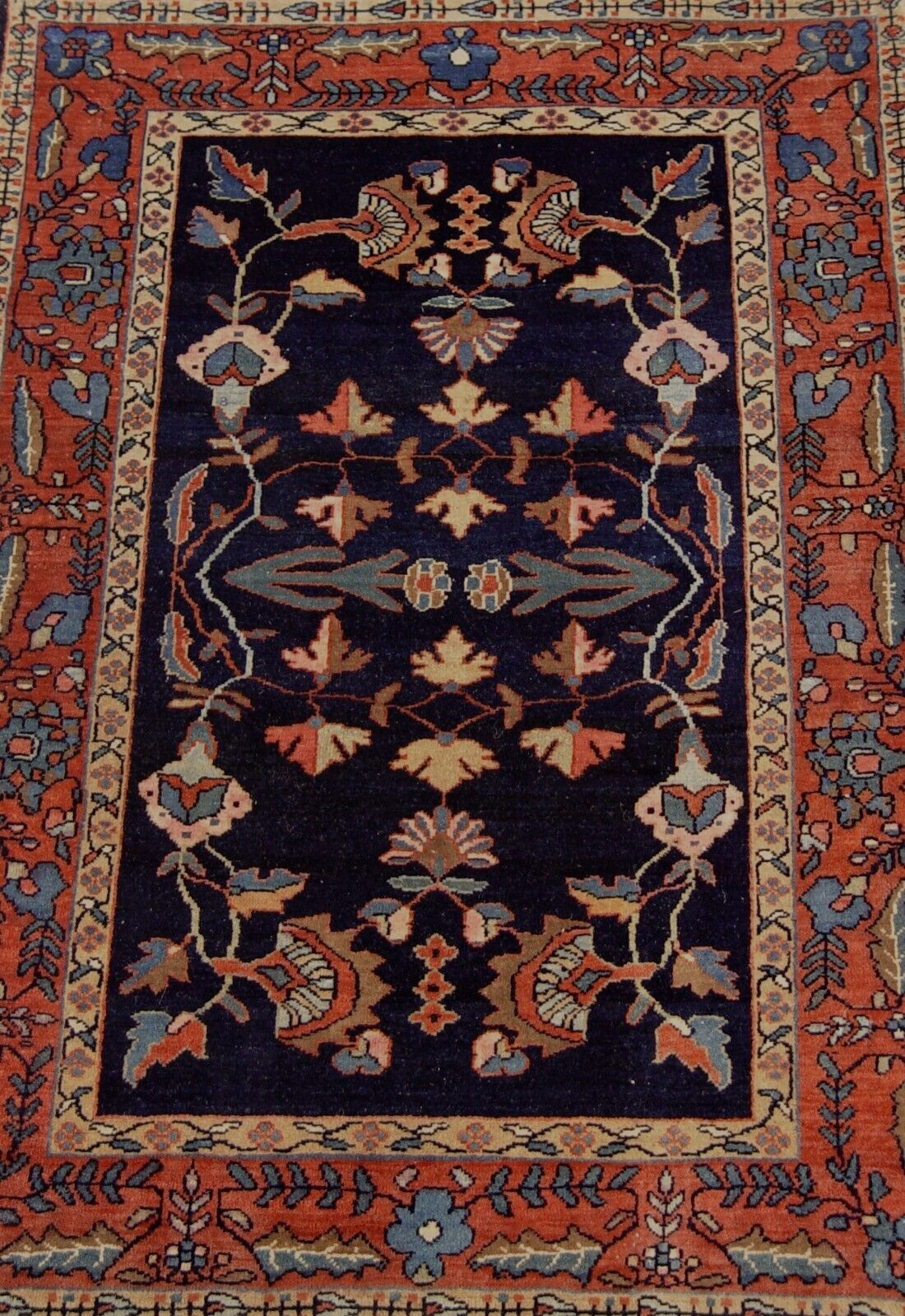 EXCELLENT ANTIQUE SAROUKK NAVY HAND KNOTTED WOOL ORIENTAL RUG RARE 2' x 3' gallery