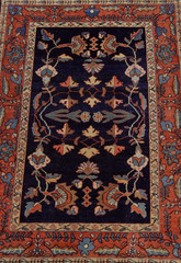 EXCELLENT ANTIQUE SAROUKK NAVY HAND KNOTTED WOOL ORIENTAL RUG RARE 2′ x 3′