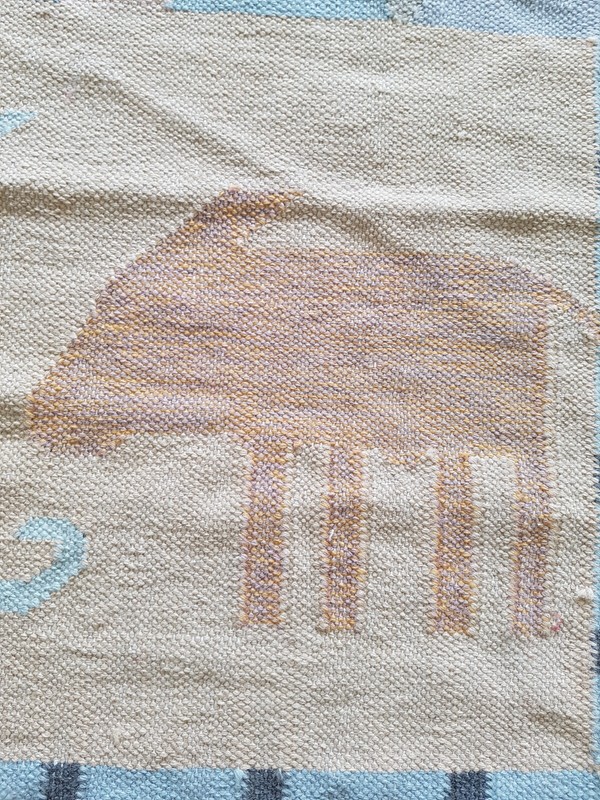 Vintage Handmade Swedish Pictorial Wool Kilim Rug 149x91 cm gallery