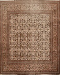 Vegetable Dye Square Wool Ivory Room Size Rug Traditional Handmade Carpet 8×8
