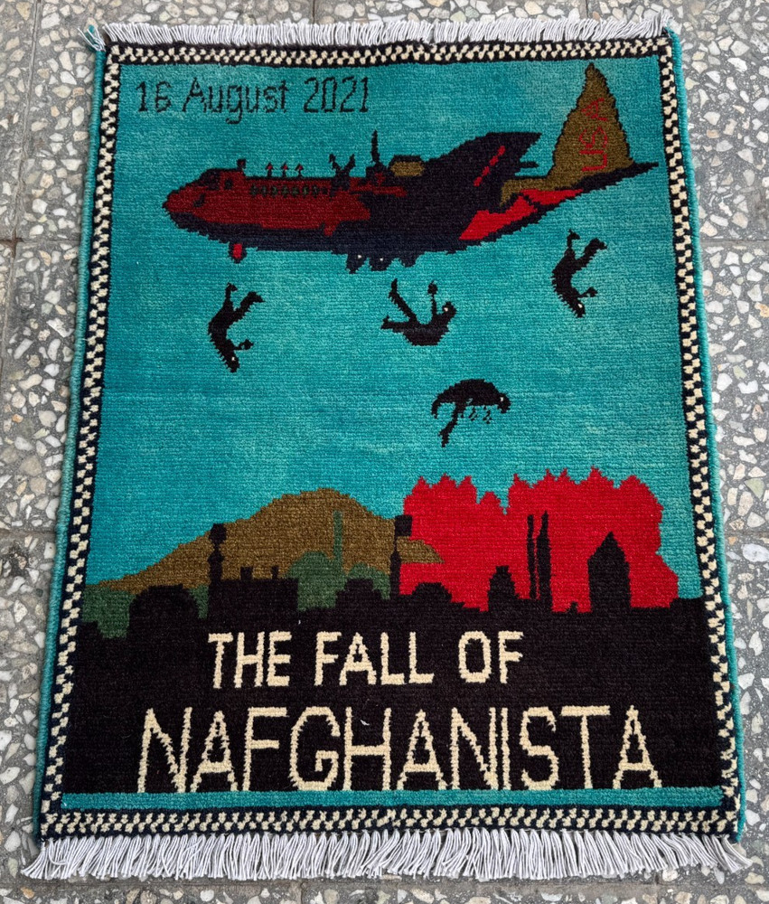 2x3 Afghan Hand Knotted War Rug Fall of Kabul 2021 Wool Carpet New