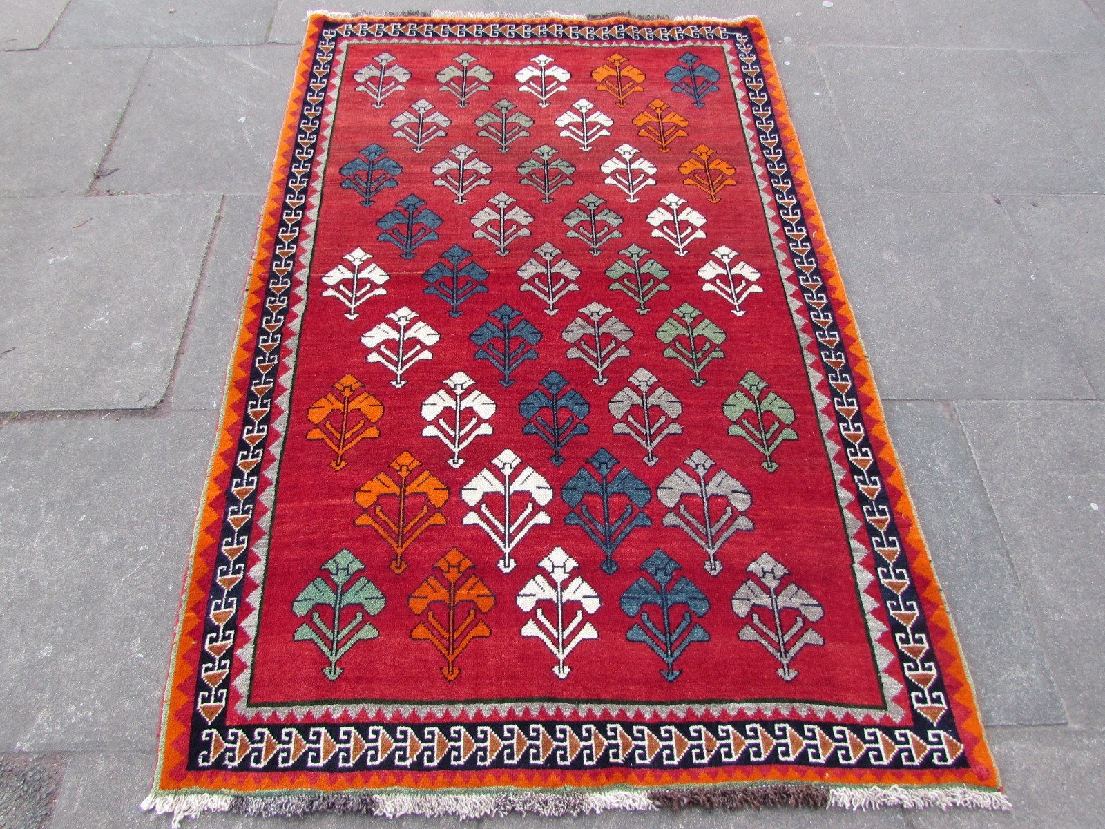 Vintage Traditional Hand Made Oriental Red Wool Gabbe Rug 195x125cm gallery
