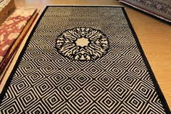 TIBETAN RUG Black & White 6′ x 9′ handmade Thick Wool Area Rug