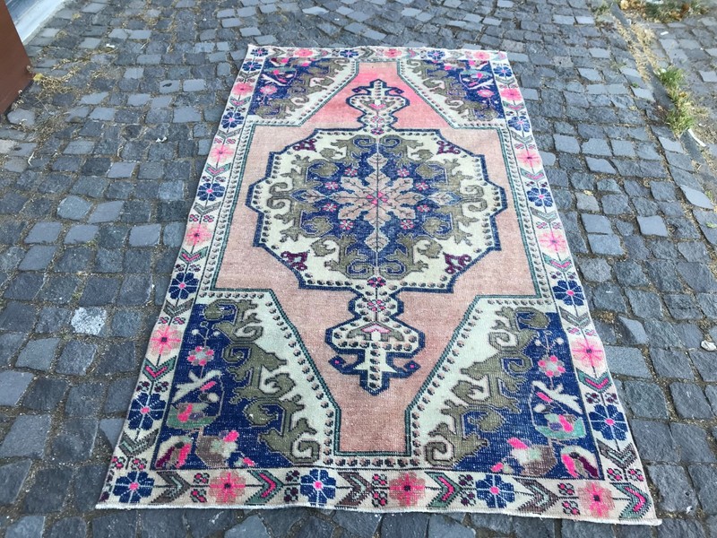 Boho Decor Rug, Home Decor Rug, Turkish Vintage Rug, Oushak Kilim Rug,4,2x7,3ft gallery
