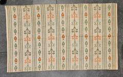 Vintage Kilim Textile 34 X 20 Inch Handwoven Red And Green