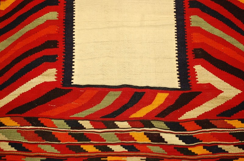 OLD,ANTIQUE RARE,FINE WOVEN CAUCASIAN KILIM FLAT WOVEN RUG3'7"x6'4" NATURAL DYES gallery