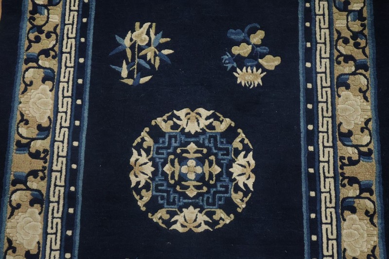 Vintage 3x6 Hand-Knotted Wool Rug with All-Over Geometric Design in Rich Blue gallery
