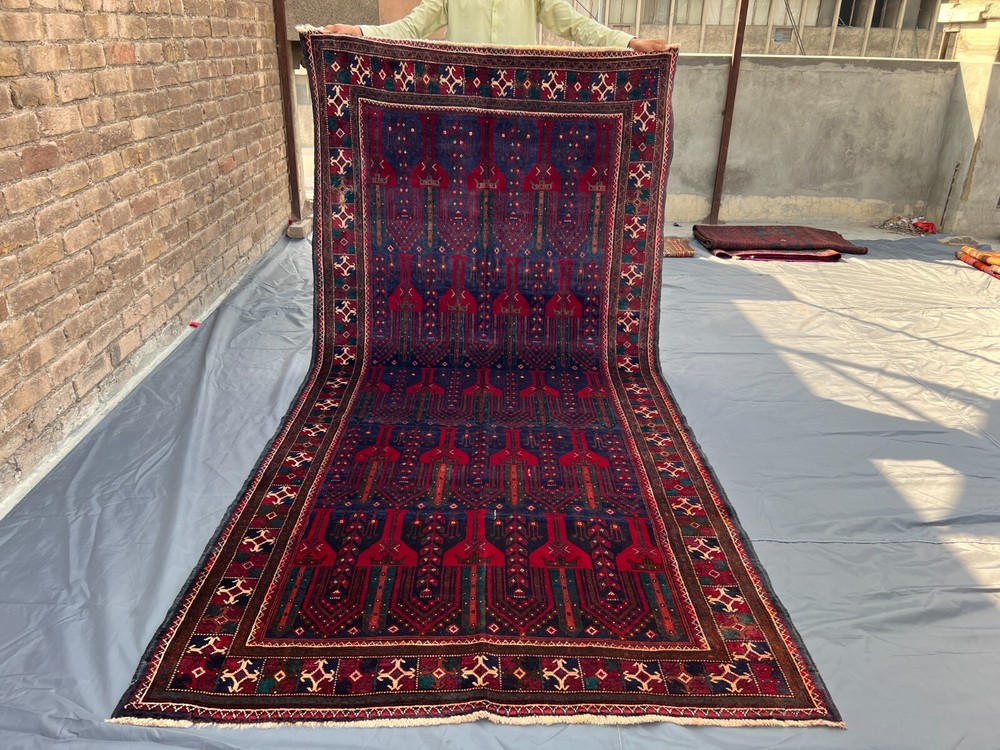 Vintage Afghan Rug 4.6x9.2 Ft – Hand Knotted Tribal Wool Hallway Runner Area Rug