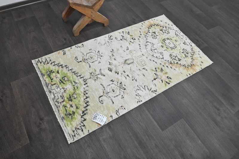 Oushak Turkish Doormat Rug 2x4 BEIGE Anatolian Handmade Vintage Small Kilim Rug gallery