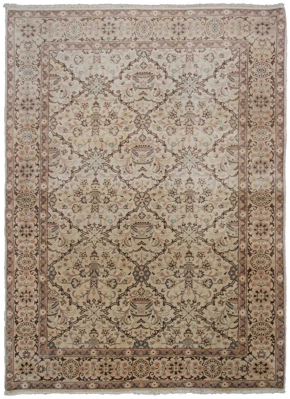 4x6 Rare Vintage Handmade Pakistani Wool Rug Vase Pattern Fine weave Tapestry gallery