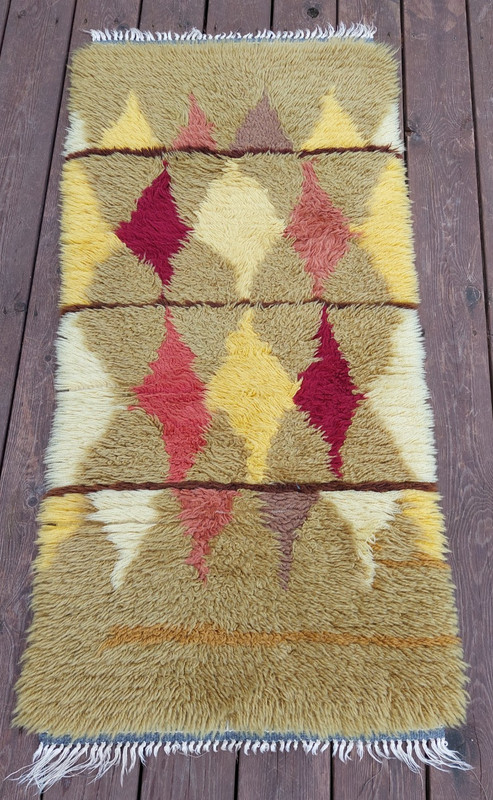 Vintage Scandinavian Rya Rug – Handwoven Wool Rug – Mid Century Wall Hanging – G gallery