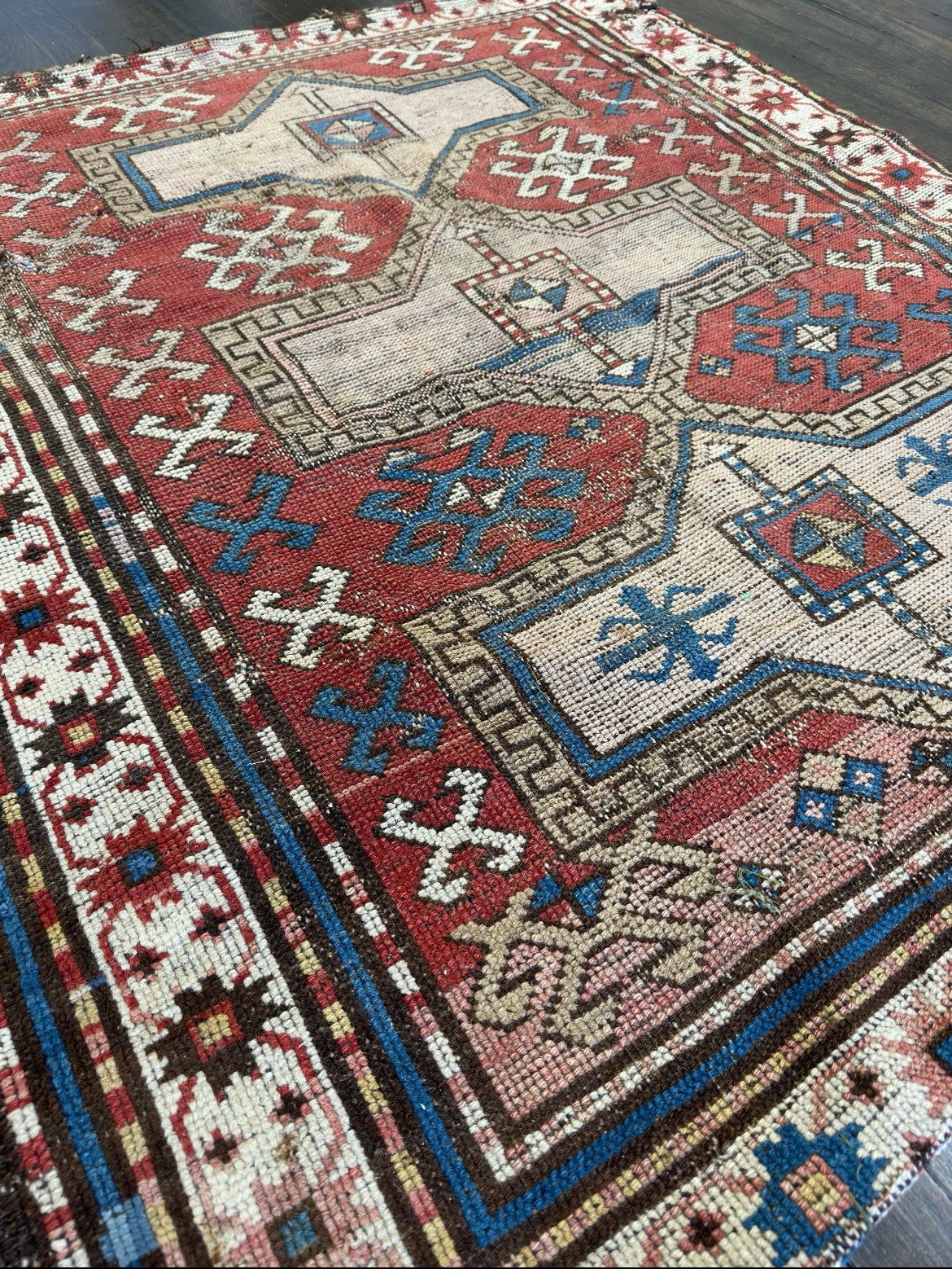 Antique Caucasian Fachralo c.1900 3’8x4’4 Extremely Rare Authentic Museum Piece gallery