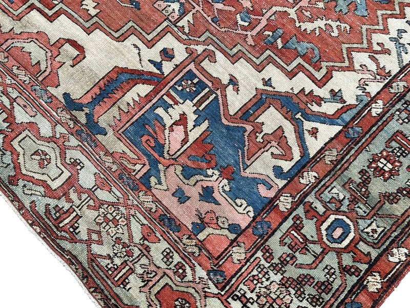 10x13 Antique Rare Handmade Geometric Area Rug Rust 288cm x 392cm c.1880 gallery