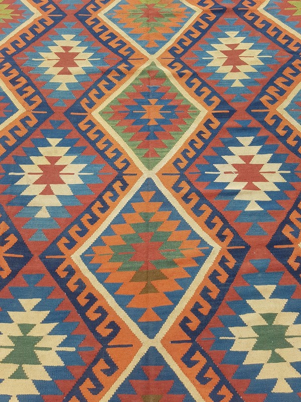 Fine Vintage Traditional Hand Made Oriental Wool Brown Kilim Rug 288x244cm gallery