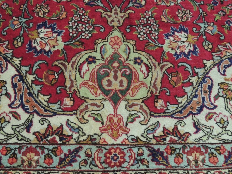 10x13 10x14 semi-Antique Kashaan Oriental Area Rug wool Red Navy Blue Green gallery