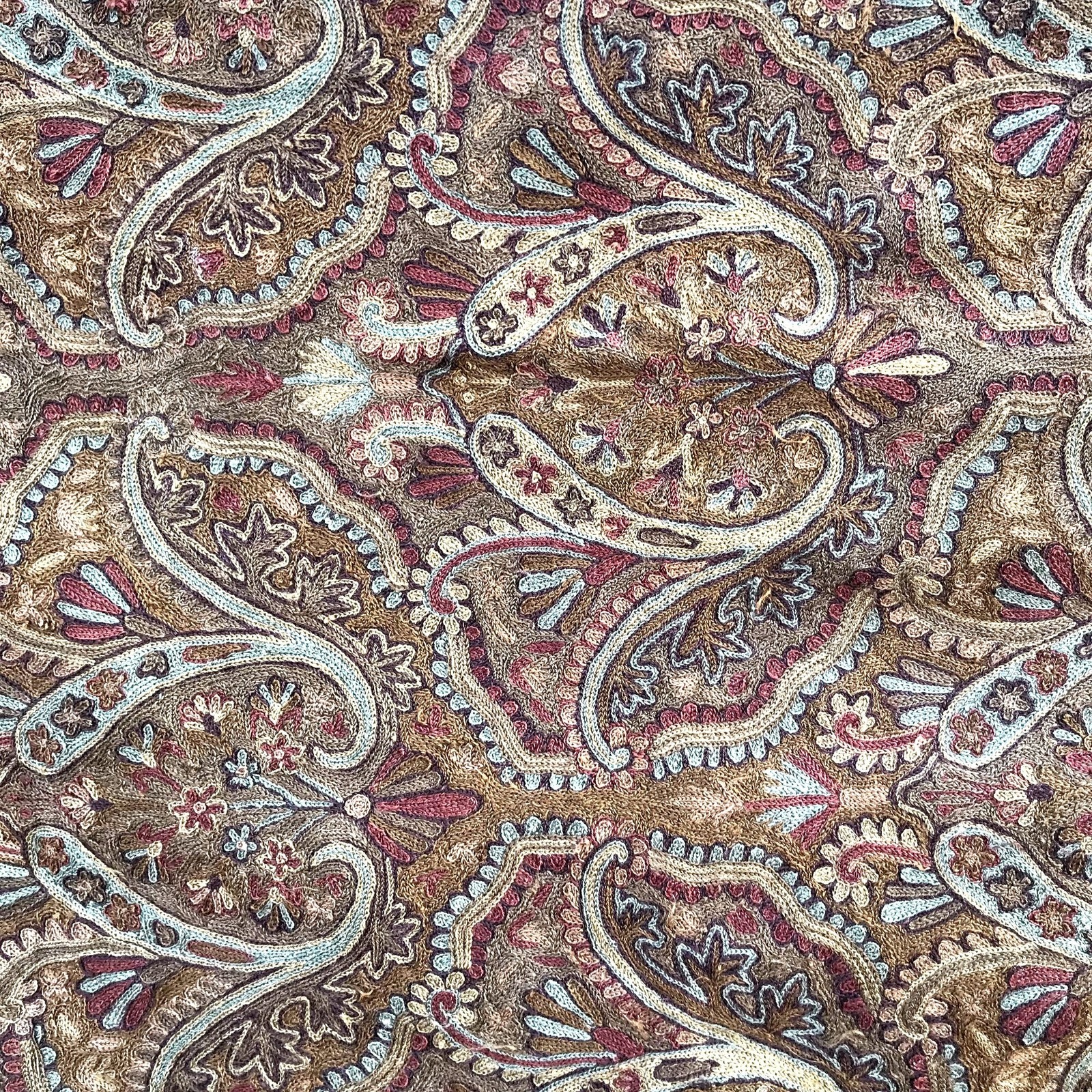 North Star Brown Wool & Cotton Paisley Wall Hanging - Rug 5 X 3 Handmade India gallery