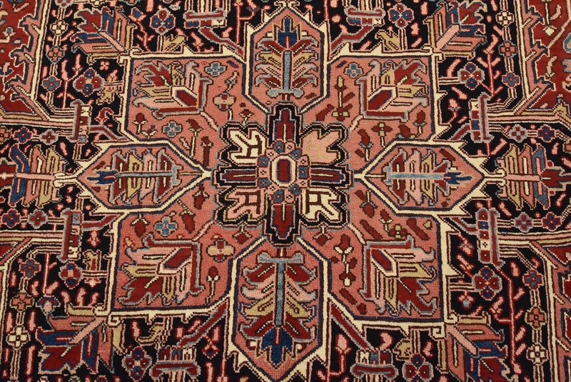 Vintage Tribal Rug 7’8” x 11’4” Red Wool Geometric Hand-Knotted Oriental Carpet gallery