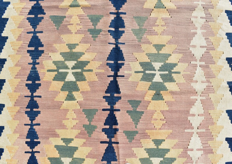 Turkish Kilim Rug 64''x86'' Hand Woven Kayseri Kilim 165x220cm Wool Area Rug gallery