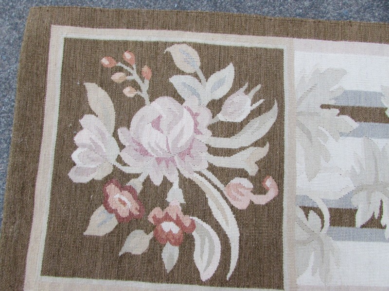 Fine Vintage Hand Made French Design Wool Brown Original Aubusson 308X245cm gallery
