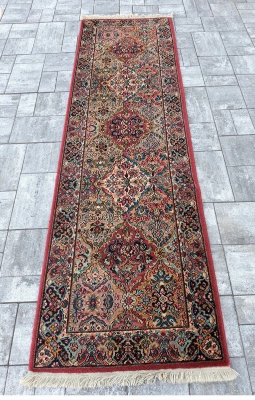 2.6x12 Karastan Rug Multicolor Panel Kirman #717, Wool Runner, Rare Size, Wool gallery