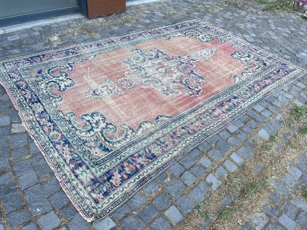 Bohemian Large Rug, Turkish Vintage Rug, Handmade Wool Rug, 6,4 x 9,9 ft