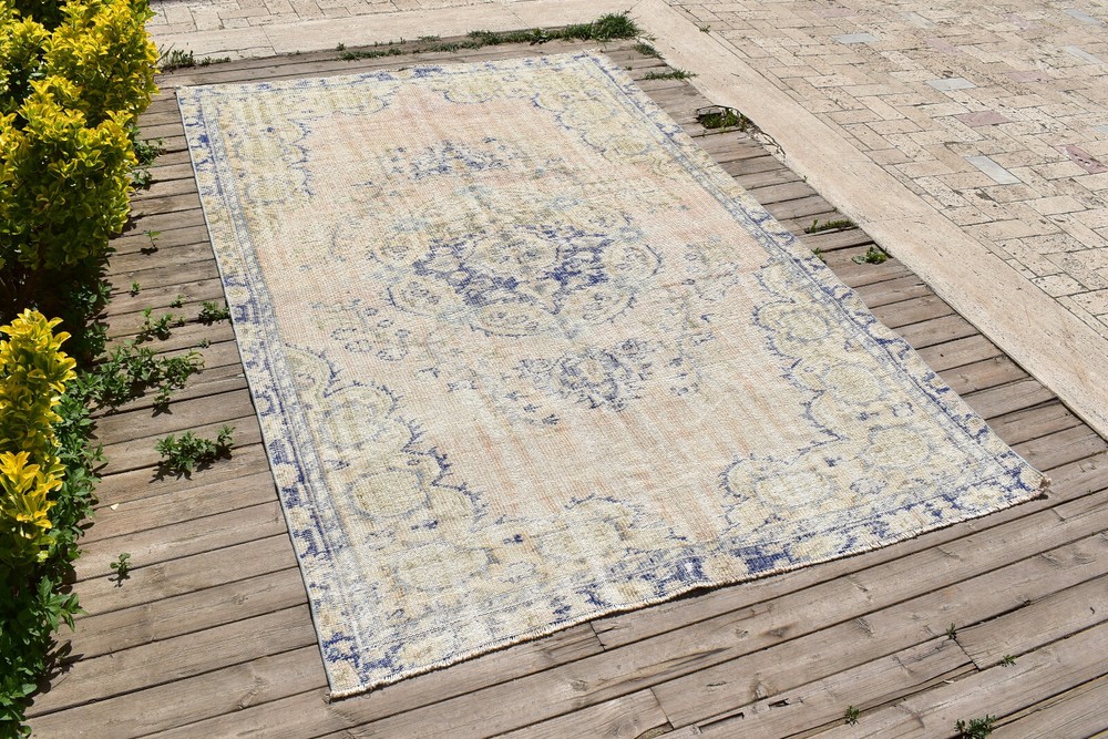 Turkish Rug 5x8 Handwoven Oushak Rug 155x247cm Natural Wool Carpet Muted Rug