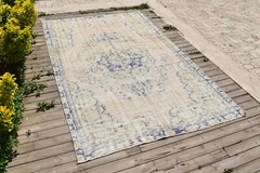 Turkish Rug 5×8 Handwoven Oushak Rug 155x247cm Natural Wool Carpet Muted Rug