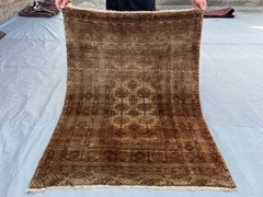 3’3 x 4’3 Vintage Baluchi Rug Terracotta Faded Handmade Tribal Oriental Carpet