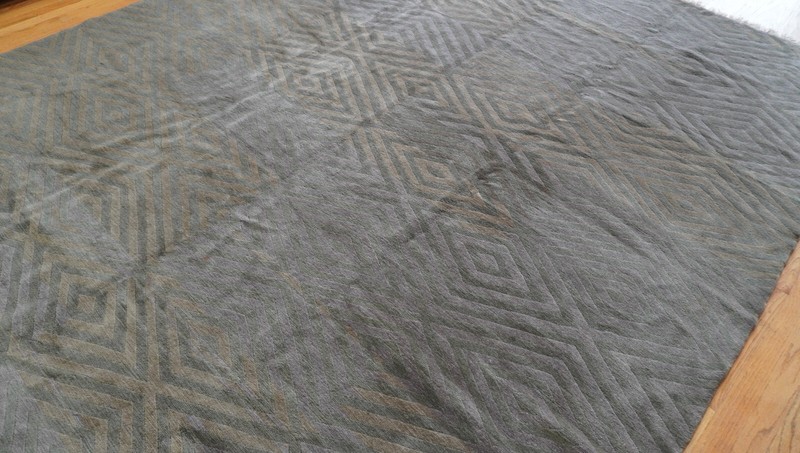 Excellent Tibetan hand knotted Wool Green Gold Modern Oriental Rug 8' x 9'5" gallery